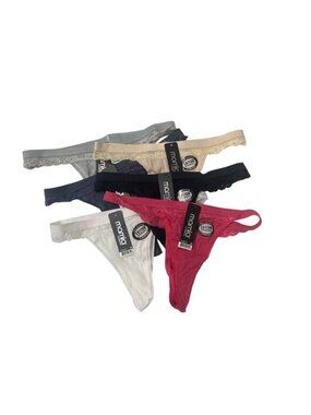 Womens Cotton & Lace Thong Panty Bundle 6-Pack